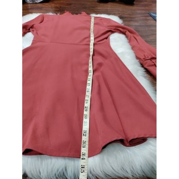 Who What Wear Mock Neck Button Up A-Line Pirate Mini Dress Red Women's Size S - Picture 7 of 12